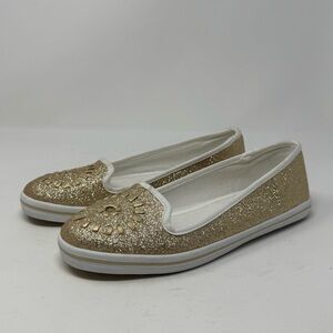 JACK ROGERS | Gold Glitter Slip-On Shoes Women’s Size 7.5